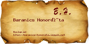 Baranics Honoráta névjegykártya